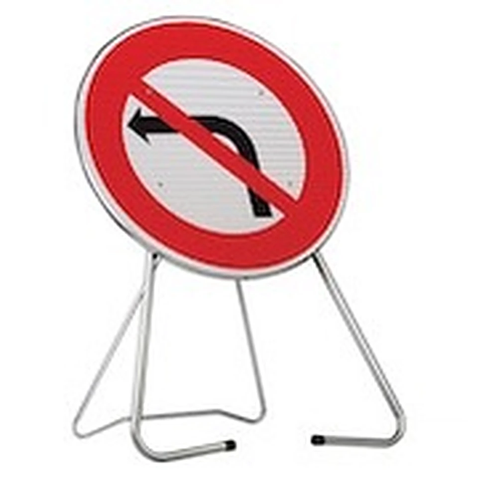 Panneau de chantier B2a — Interdiction de tourner à gauche — réf. SC-KBB2a