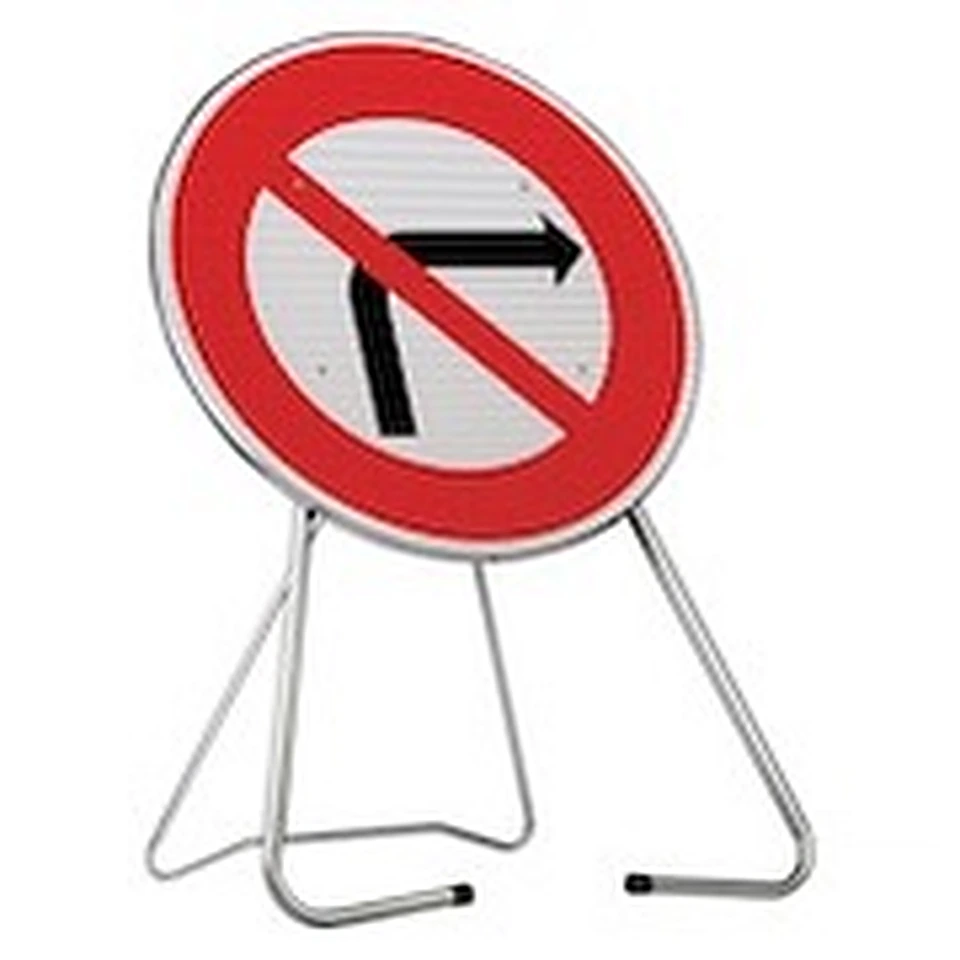 Panneau de chantier B2b — Interdiction de tourner à droite — réf. SC-KBB2b