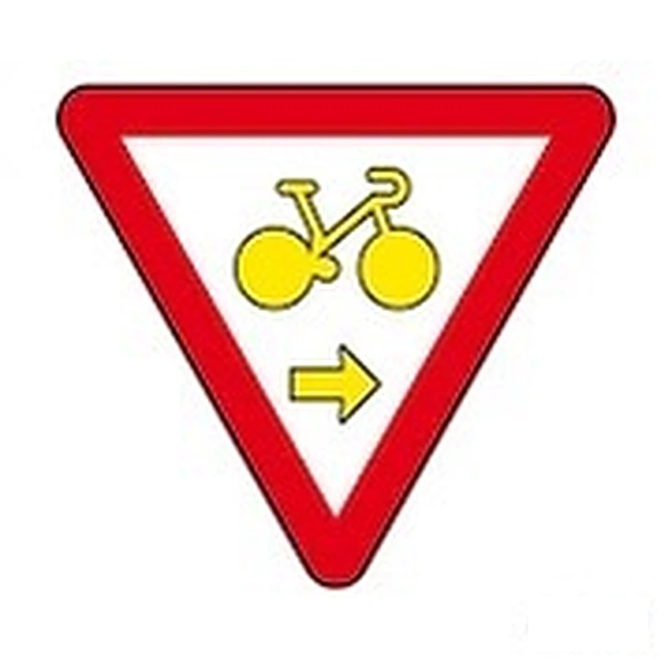 Panonceau M12d — Cédez-le-passage cycliste — tourner à droite — réf. SR-M12d